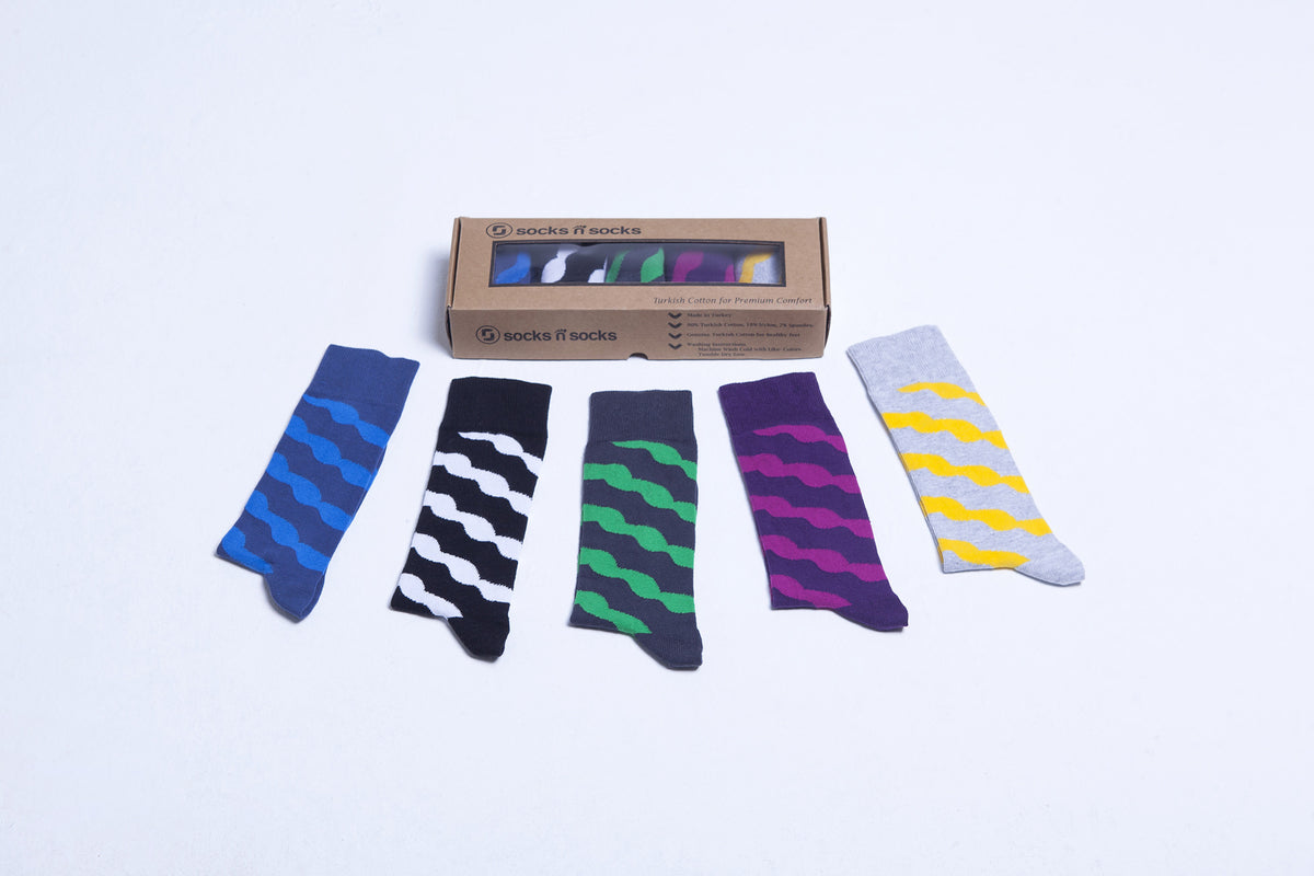 Men's 5-Pair Fun Patterned Socks-3052 - YuppyCollections