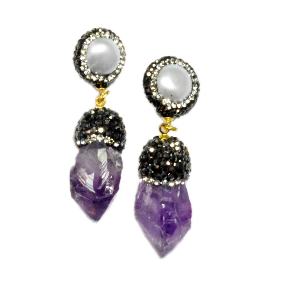 Isis Amethyst and Pearl Earrings - YuppyCollections