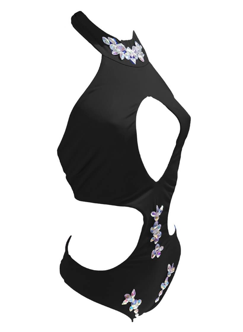 Malibu Rhinestone One Piece - Black - YuppyCollections