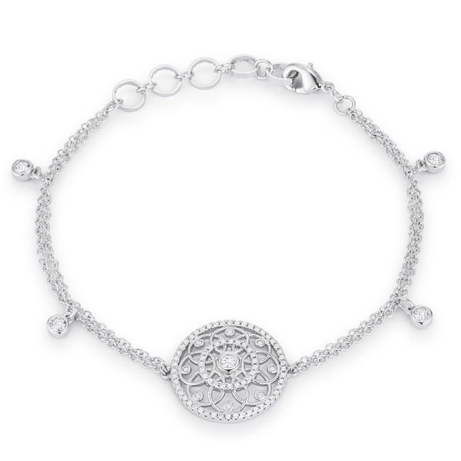 .5 Ct Rhodium Bracelet with Interlocking Circles and Cubic Zirconia - YuppyCollections