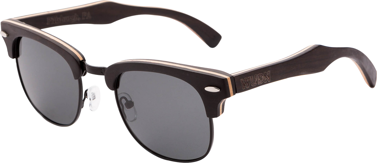 Real Ebony 1/2 Wood Browline Style RetroShade Sunglasses by WUDN - YuppyCollections