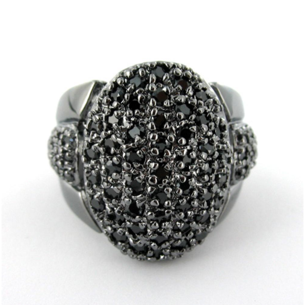 Ball Mens CZ Black on Black Iced Out Ring - YuppyCollections