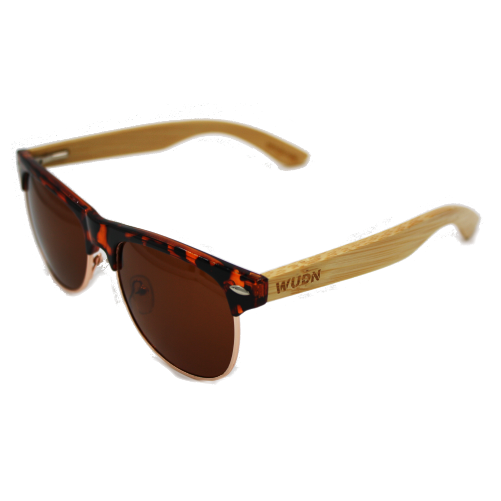 Women's Square Tortoise Frame Bamboo  Sunglasses - Brown Polarized Lenses - YuppyCollections