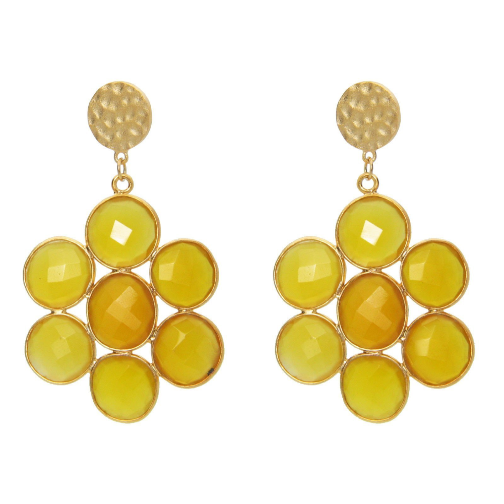 Mosaic Yellow Chalcedony Earrings - YuppyCollections