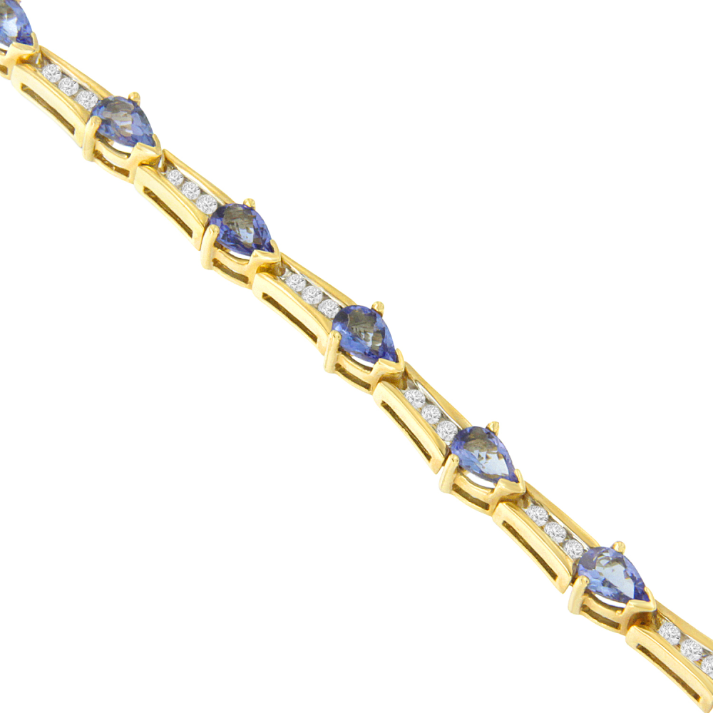 14K Yellow Gold 6.20ct TDW Round -cut Diamond Bracelet (I-J,I2-I3) - YuppyCollections