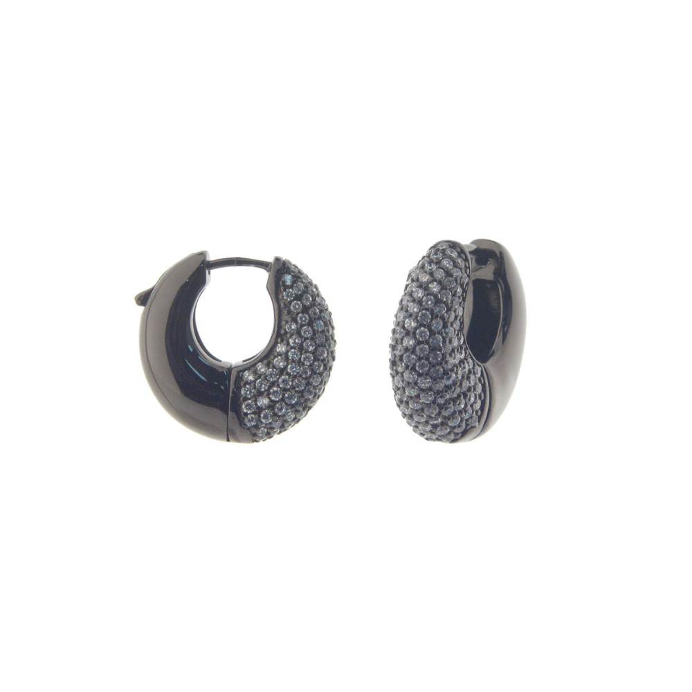 Gunmetal Pave Oval Hoop Earrings - YuppyCollections