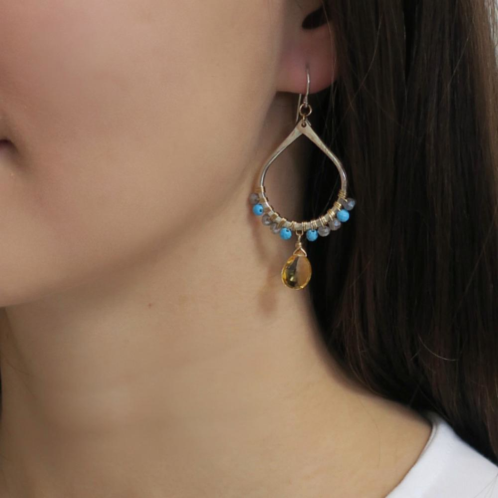 Audrey Earrings in Turquoise / Citrine - YuppyCollections