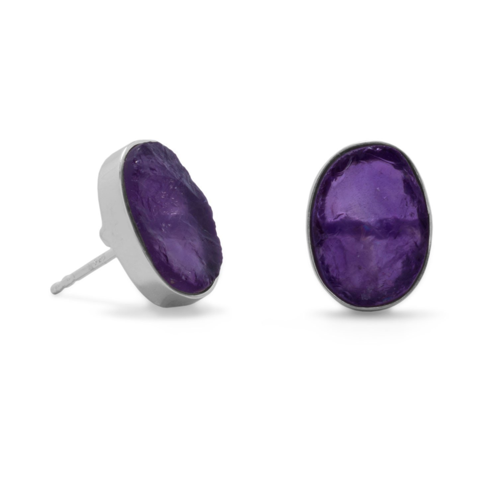 Oval Amethyst Studs - YuppyCollections