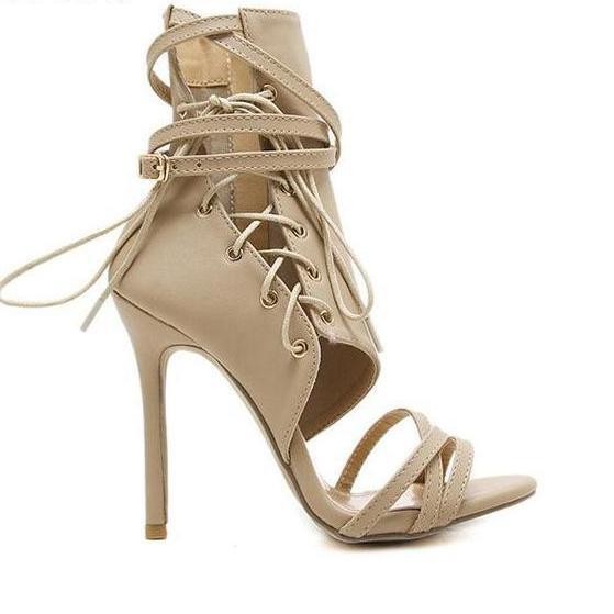 Lace Up High Heel Sandals - YuppyCollections