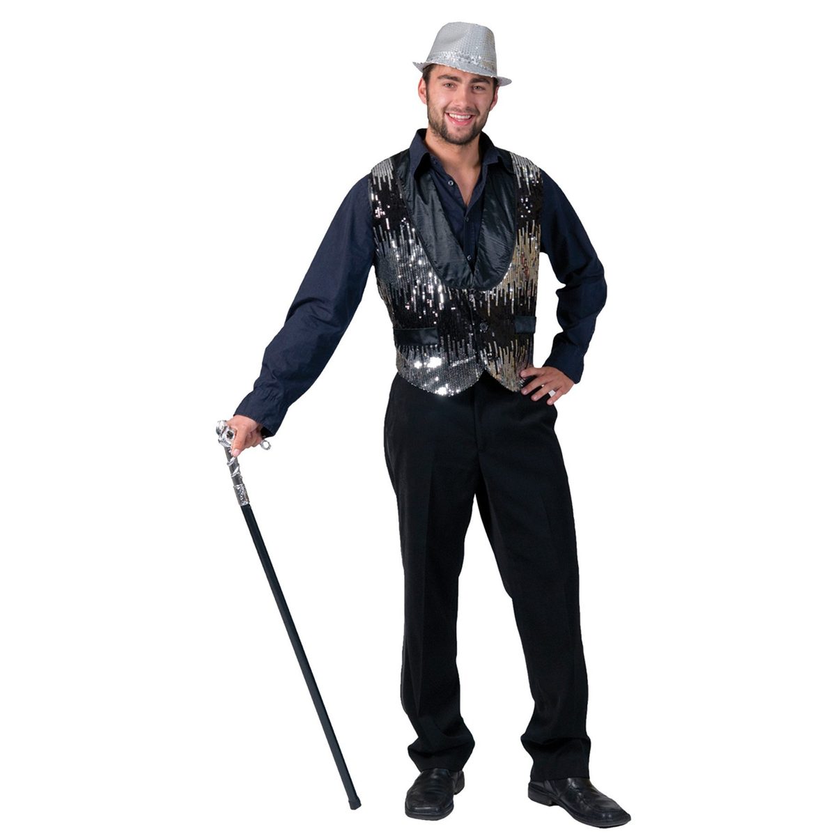 All That Jazz Silver Adult Costume Vest Md - YuppyCollections