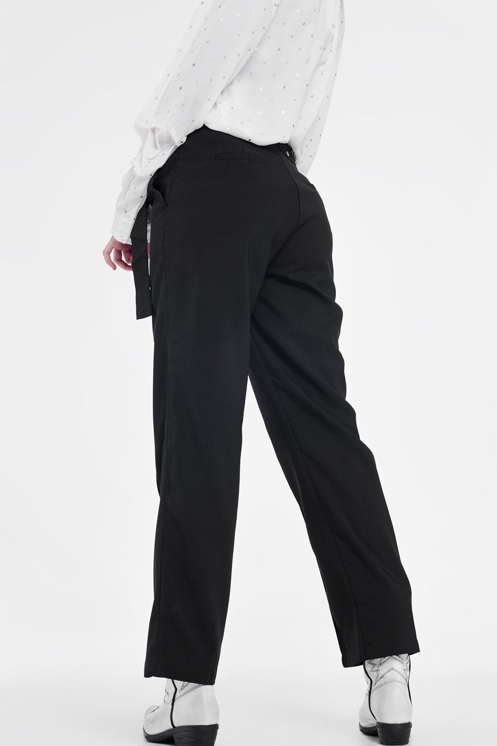 Black Pants With Wide Legs and Low Hem - YuppyCollections