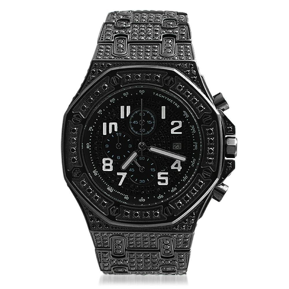 Octagon CZ Bling Black Watch - YuppyCollections