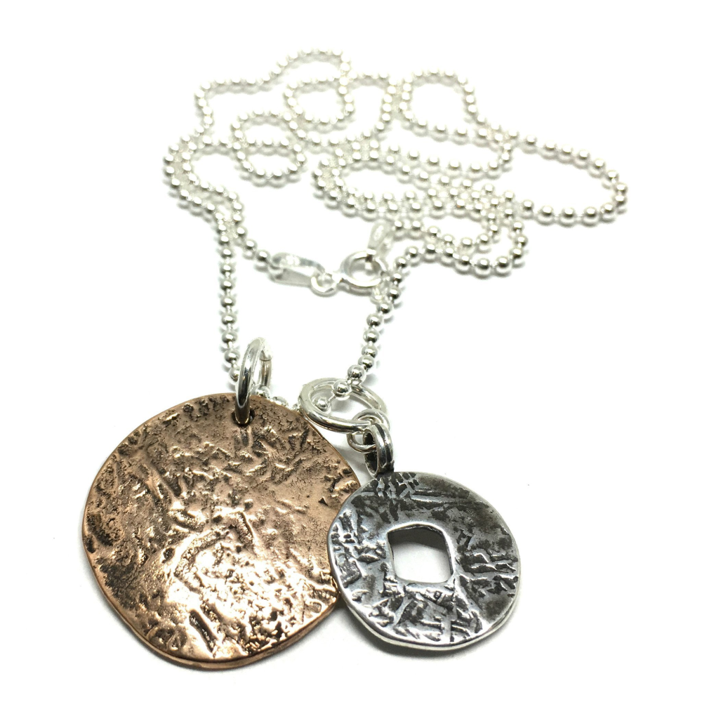 Ancient Coin Charm Necklace on 20" Ball Chain - YuppyCollections