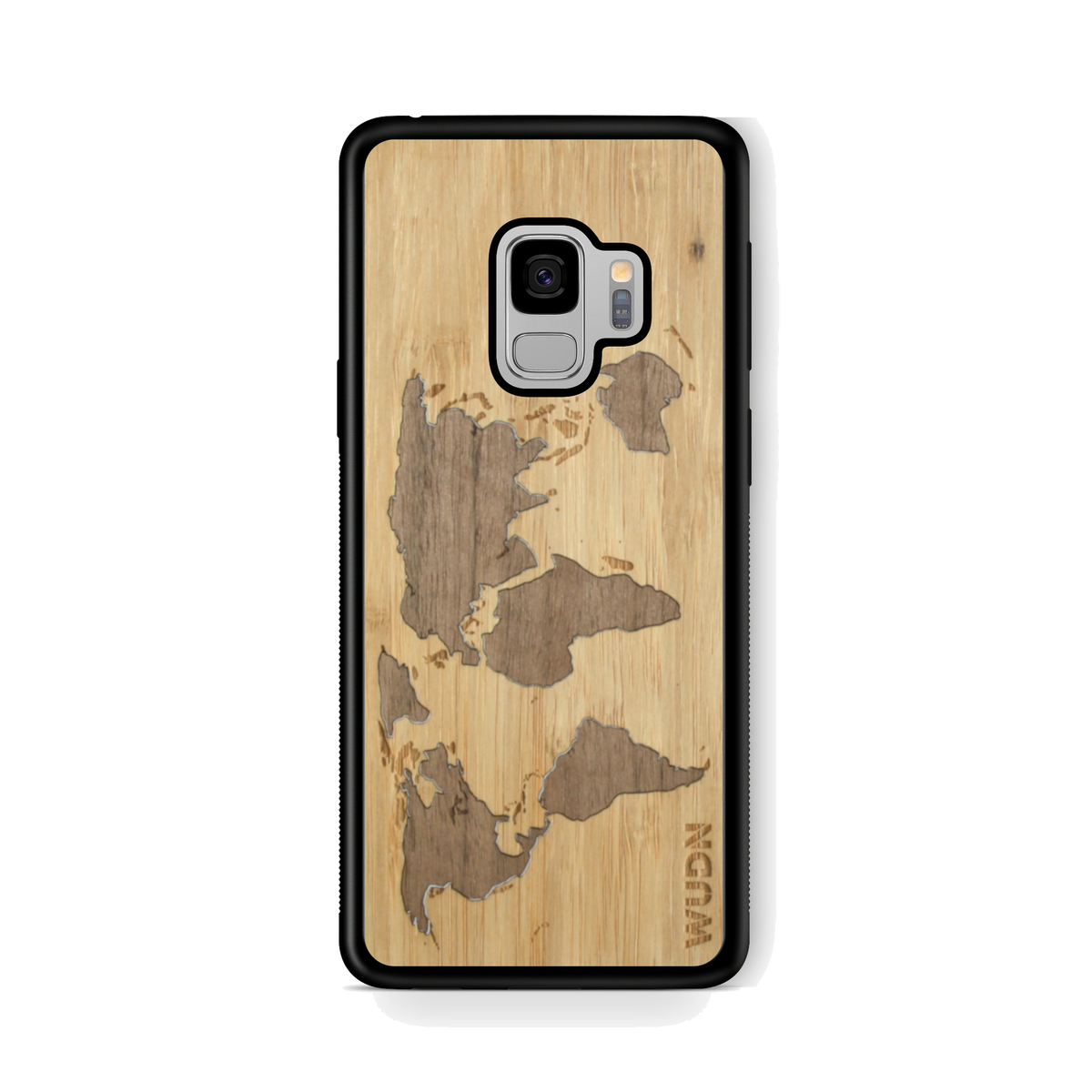 Slim Wooden Phone Case (Bamboo Inlay) | World Map Traveler - YuppyCollections