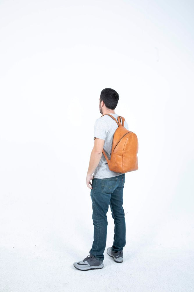 Sol | Unisex Tan Leather Backpack - YuppyCollections