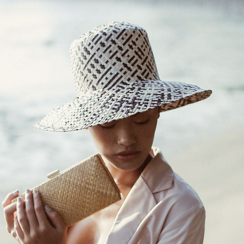 Borneo Fisherman Bucket Straw Hat, in Black - YuppyCollections