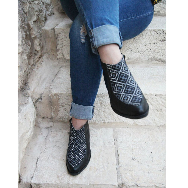 Tatreez Bootie in Black - YuppyCollections