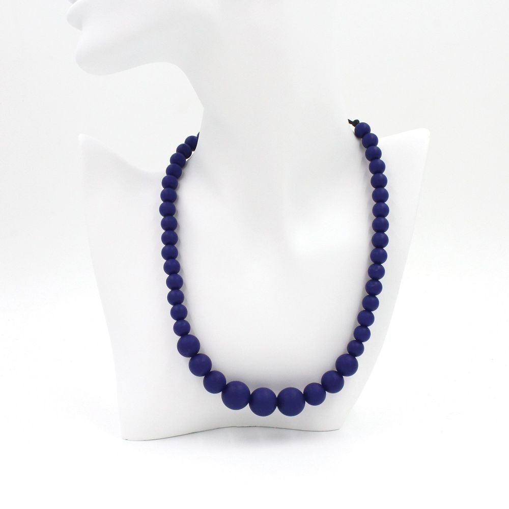 Navy Silicon rubber bead necklace - YuppyCollections