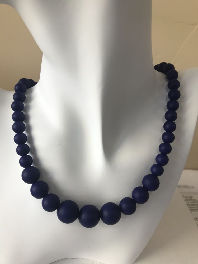 Navy Silicon rubber bead necklace - YuppyCollections