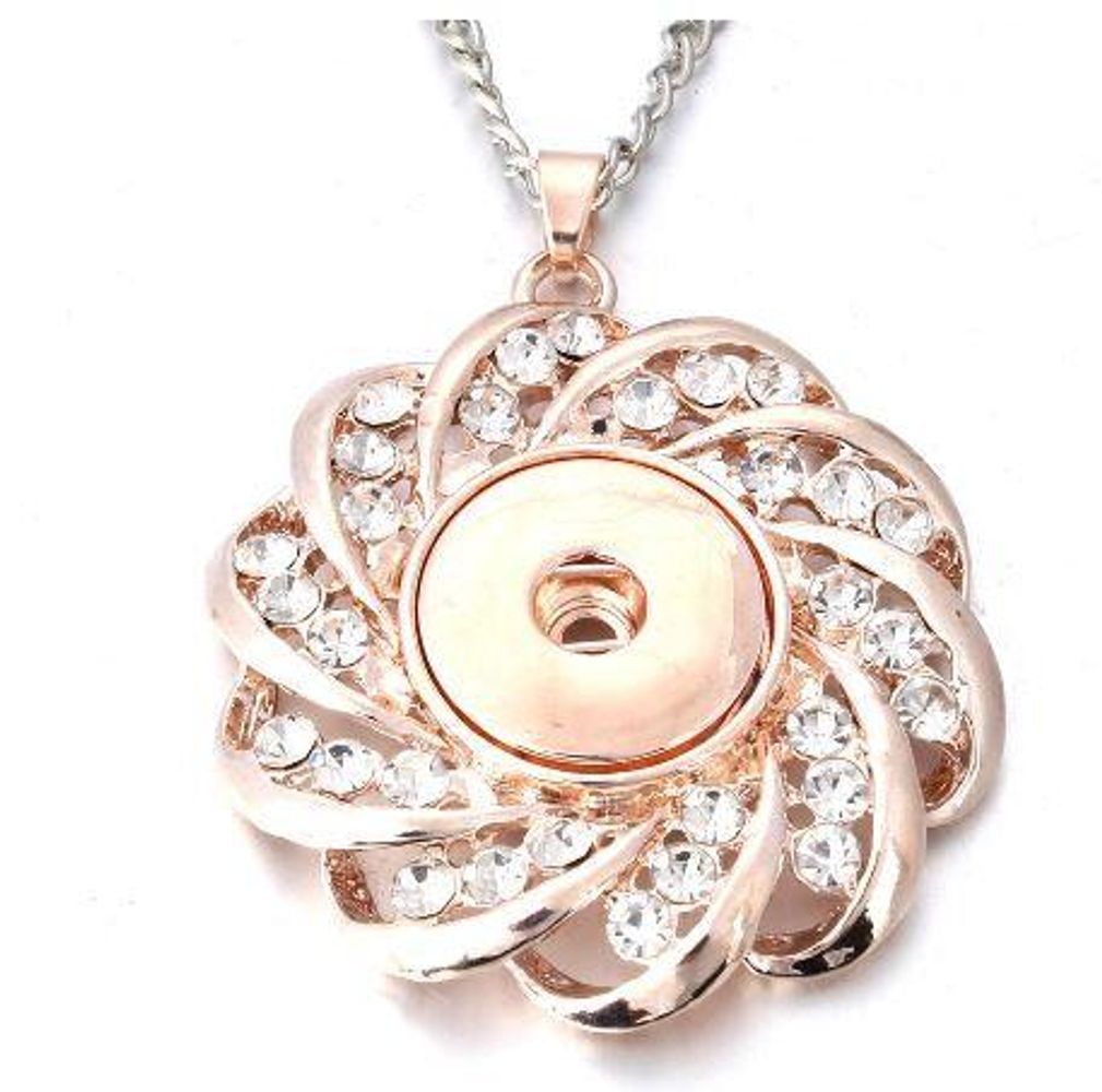 Necklace - Pendant - Rose Gold and Crystal Decorative Necklace - Compatible with Ginger Snaps - YuppyCollections