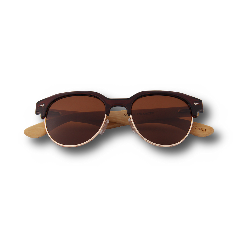 Real Bamboo Vintage Browline Style RetroShade Sunglasses by WUDN - YuppyCollections