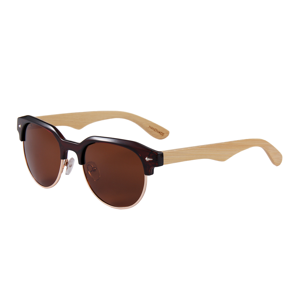 Real Bamboo Vintage Browline Style RetroShade Sunglasses by WUDN - YuppyCollections