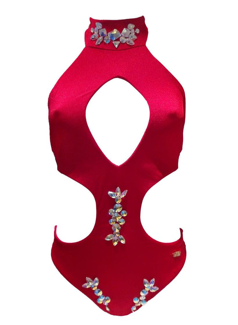 Malibu Rhinestone One Piece - Red - YuppyCollections