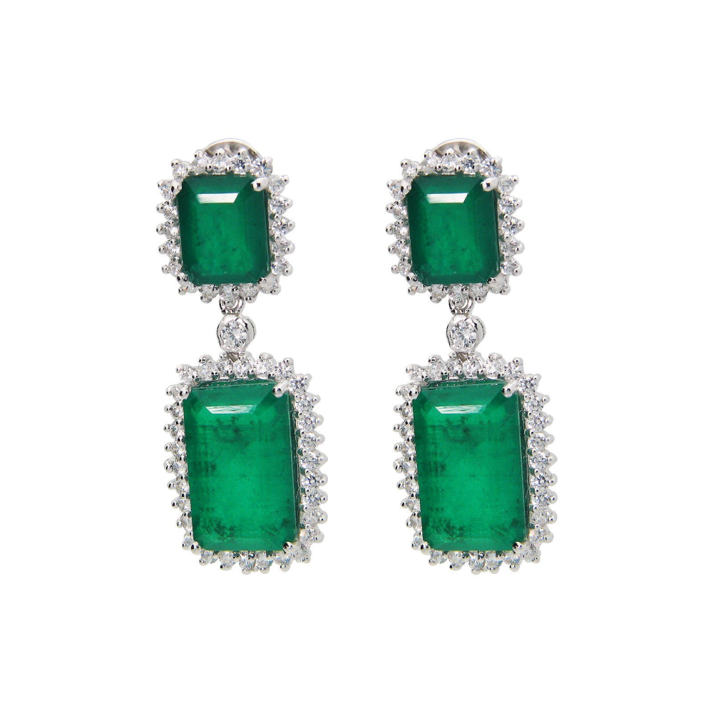 Double Emerald Doublet Gala Earrings - YuppyCollections