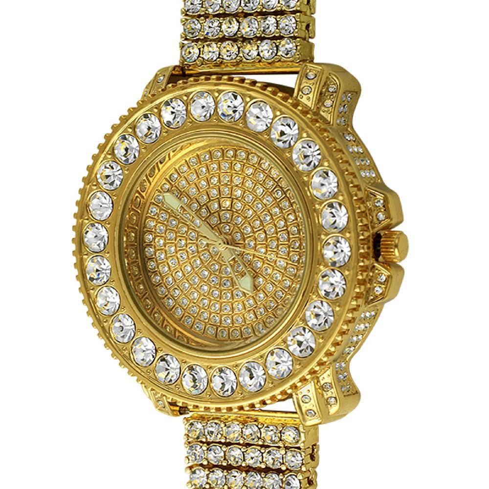 Gold Big Rocks Watch  6 Row Band - YuppyCollections