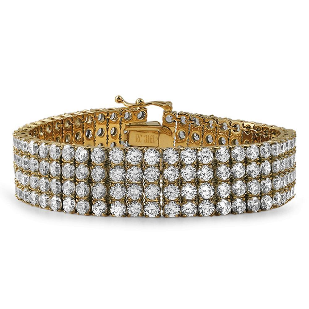 4 Row CZ Bracelet Gold Stainless Steel - YuppyCollections