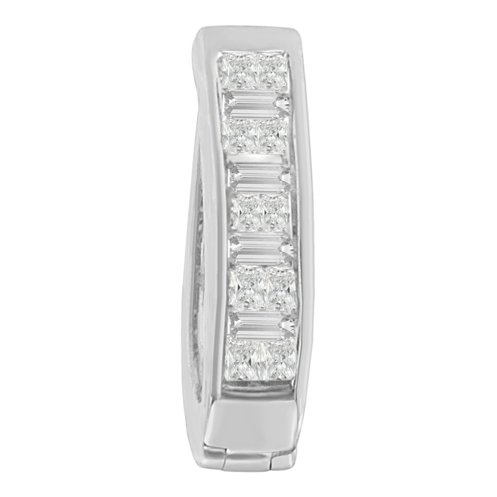 14k White Gold 1/2ct TDW Princess and Baguette-cut Diamond Earrings (H-I,SI1-SI2) - YuppyCollections