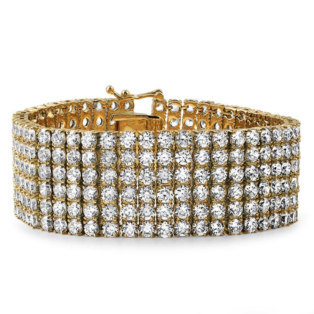 6 Row CZ Bracelet Gold Stainless Steel - YuppyCollections