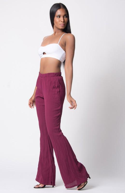 Elastic Waist Wide Legs Pants - YuppyCollections