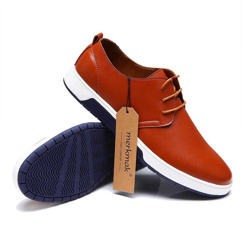 Mens Casual Daily Lace up Leather Shoes - YuppyCollections