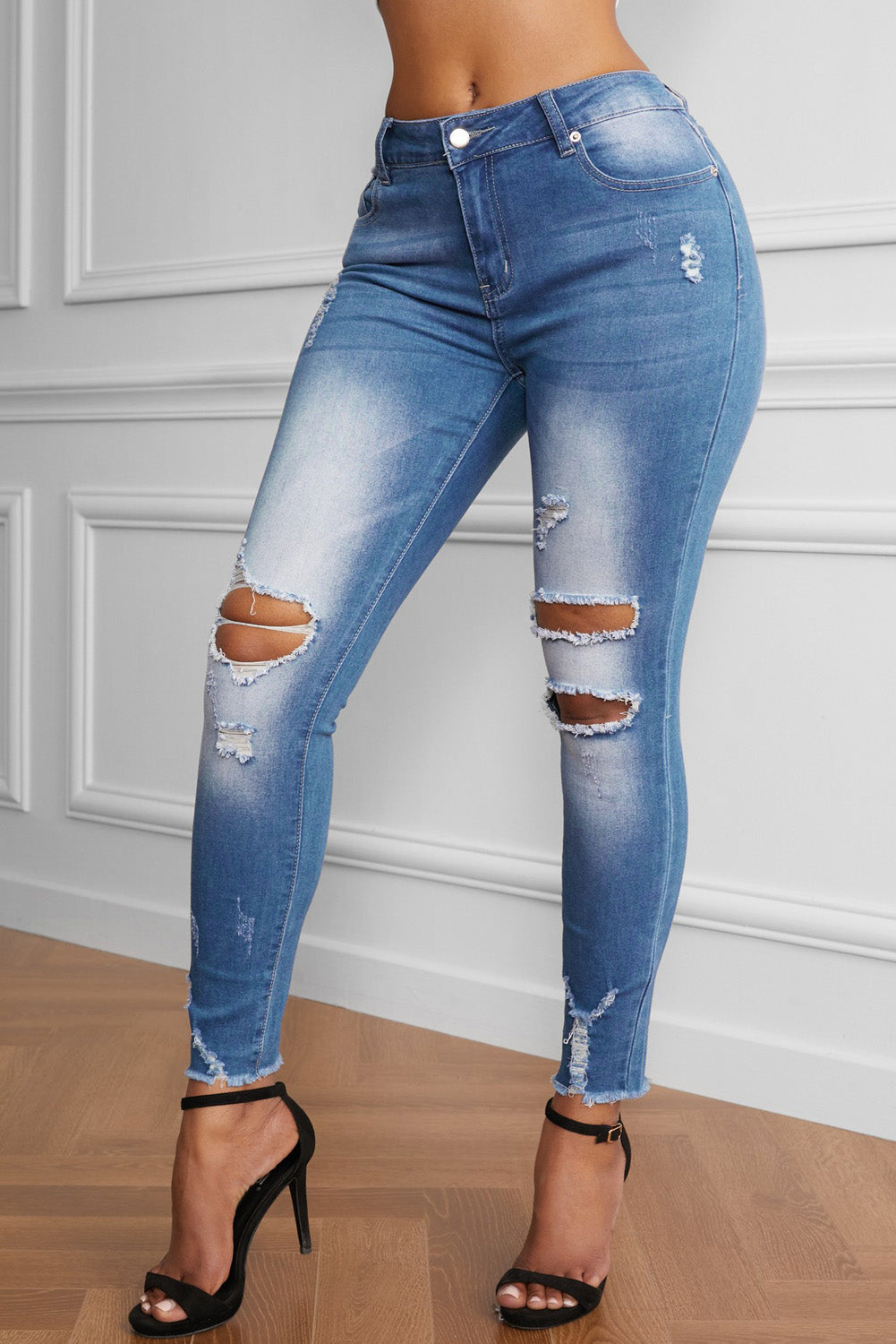 Faded Mid High Rise Jeans - YuppyCollections