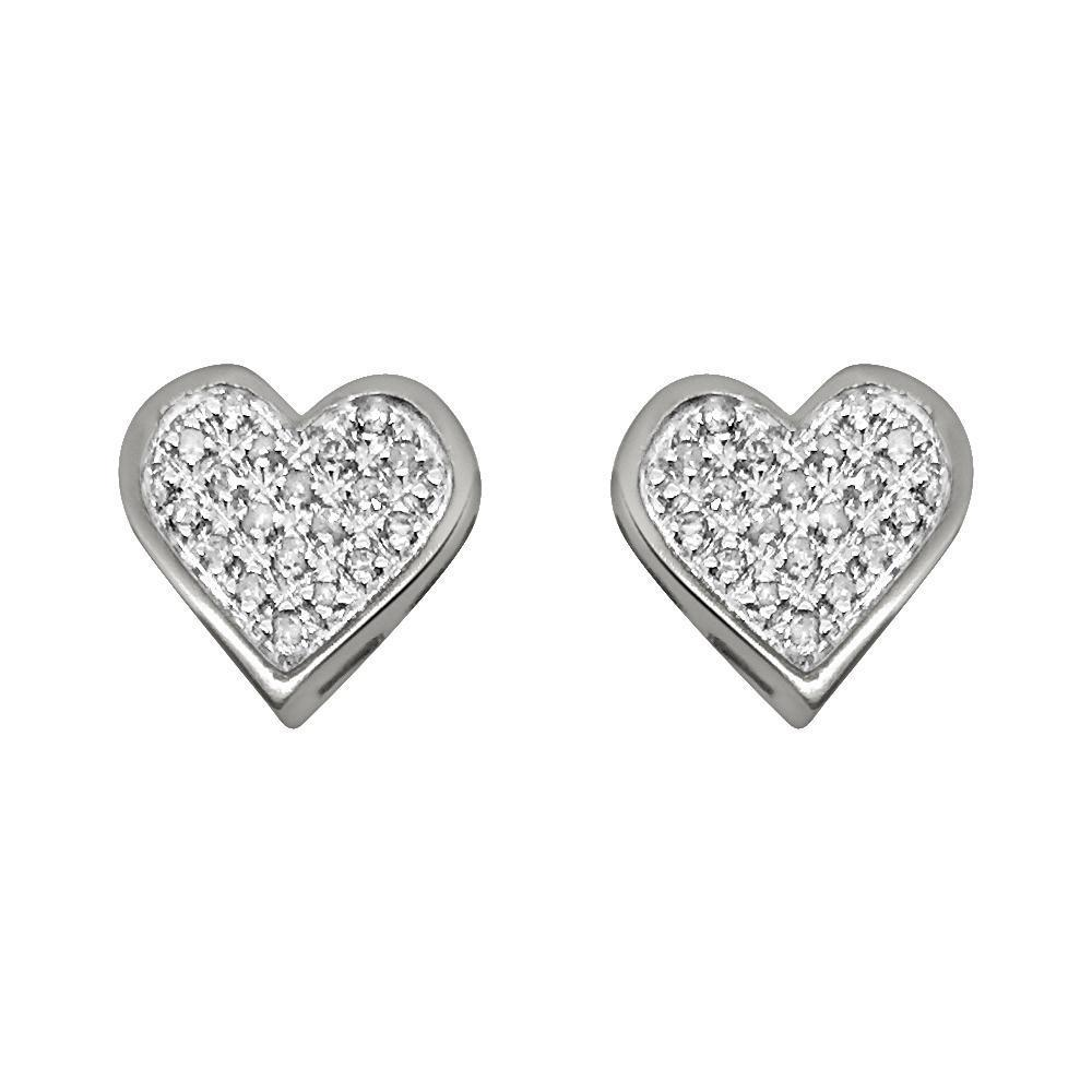 Ladies Heart .10 Carat Diamond Earrings .925 - YuppyCollections