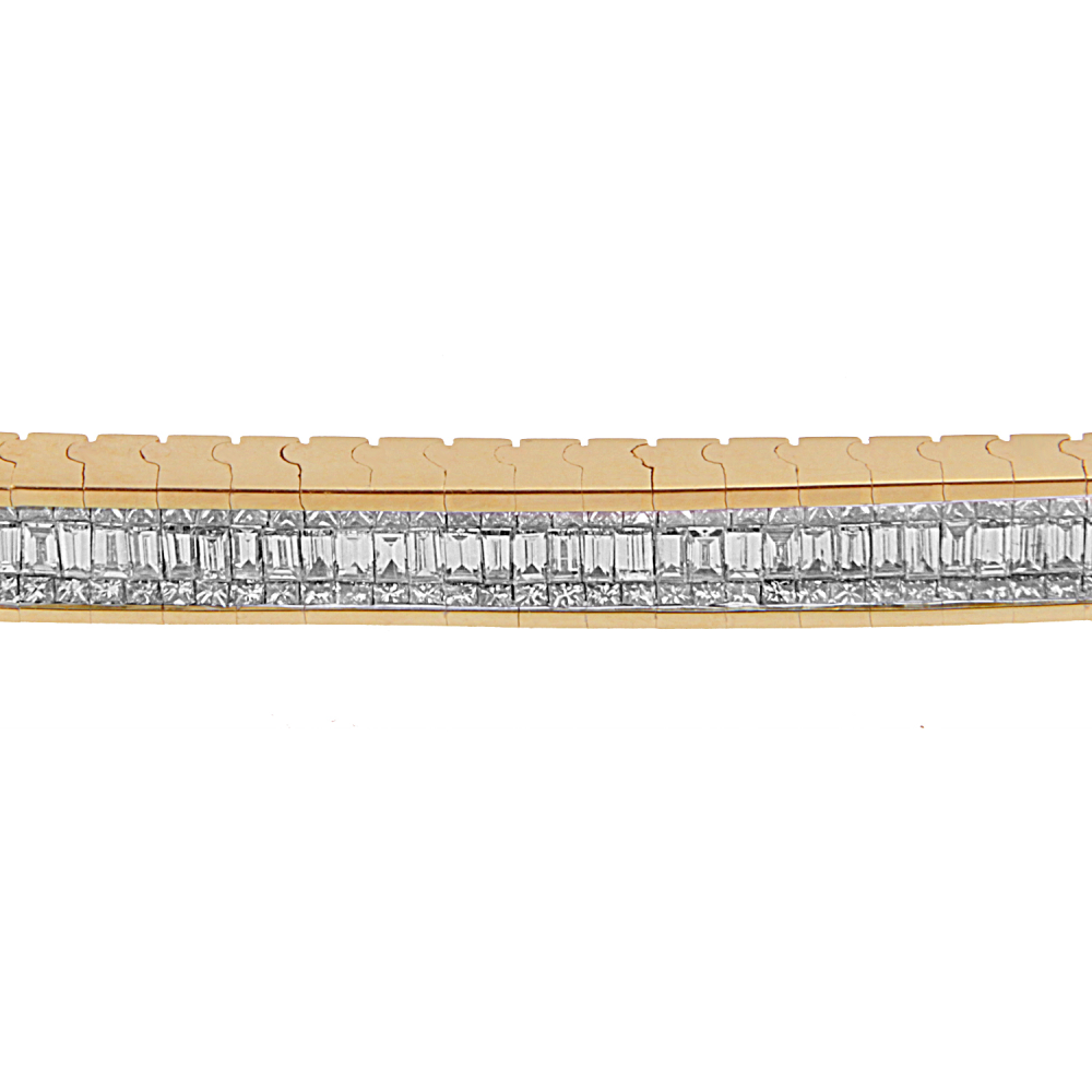 Classic 14K Yellow Gold 2.37 ct. TDW Baguette and Princess Cut Diamond Eternity Bracelet (H-I, SI1-SI2) - YuppyCollections