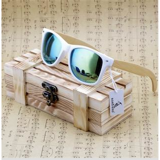 Rectangular Genuine Real Bamboo Wood Polarized Sunglasses - YuppyCollections