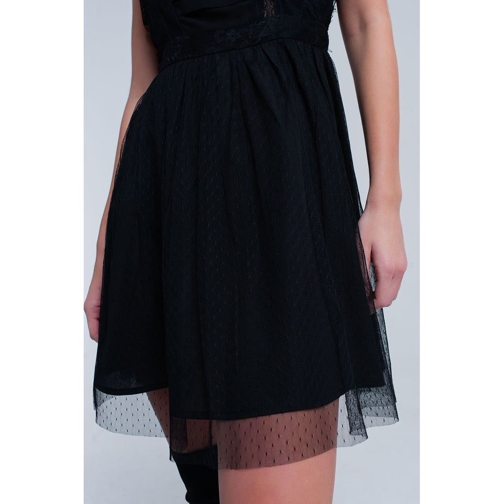 Black midi dress with lace - YuppyCollections