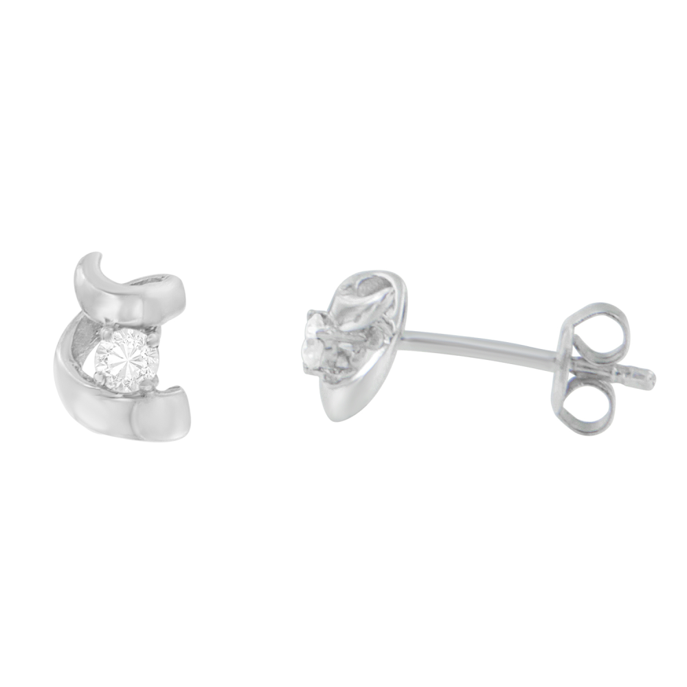 Espira 10K White Gold 0.1 CTTW Round cut Diamond Earring (I-J,I1-I2) - YuppyCollections