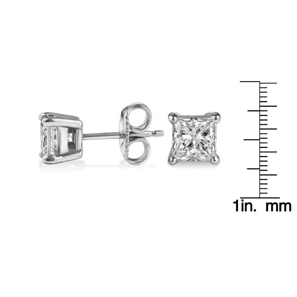 18K White Gold 1 CTTW Diamond Stud Earrings (G-H, SI1-SI2) - YuppyCollections