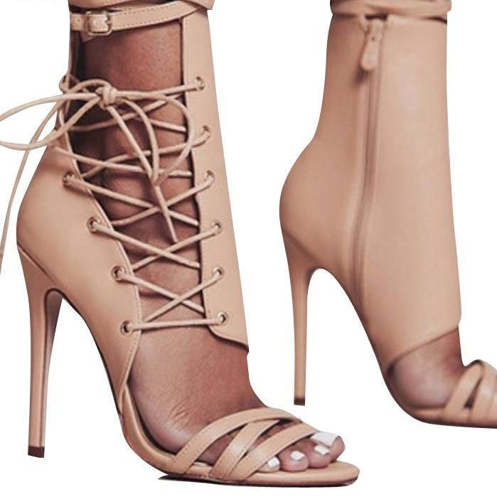 Lace Up High Heel Sandals - YuppyCollections