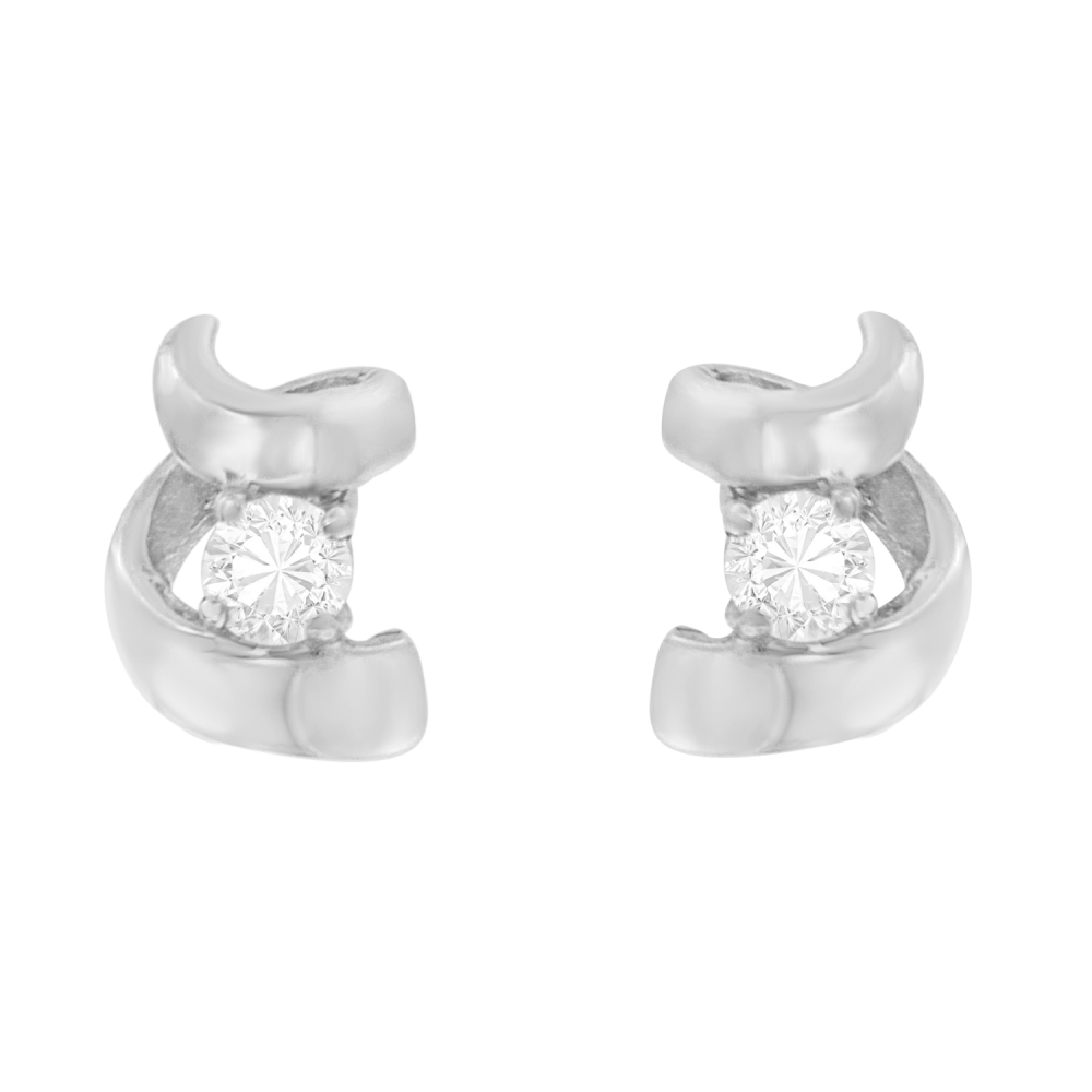 Espira 10K White Gold 0.1 CTTW Round cut Diamond Earring (I-J,I1-I2) - YuppyCollections