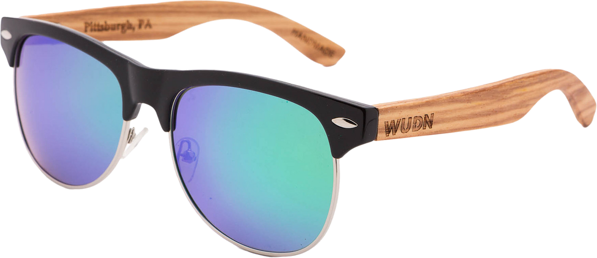 Real Zebra Wood Browline Style RetroShade Sunglasses by WUDN - YuppyCollections