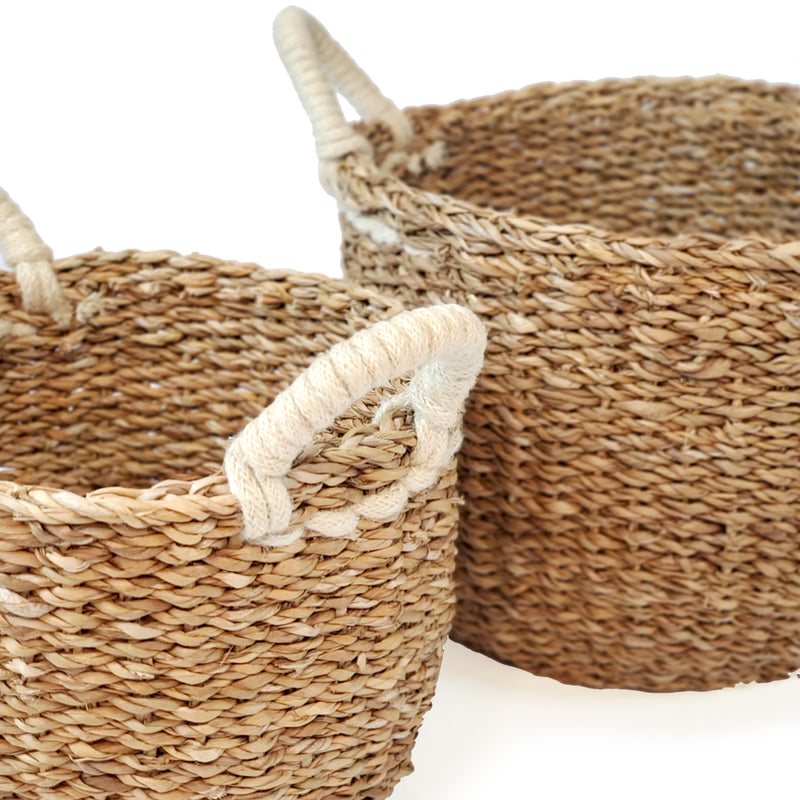 Savar Basket with White Handle (Set of 2) - YuppyCollections