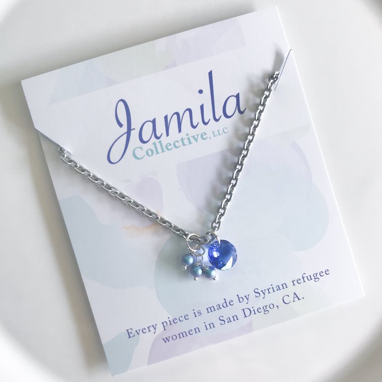 Laila Cluster Necklace - Sapphire - YuppyCollections