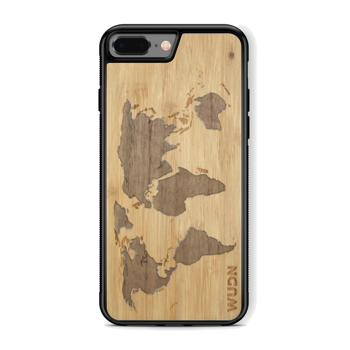 Slim Wooden Phone Case (Bamboo Inlay) | World Map Traveler - YuppyCollections