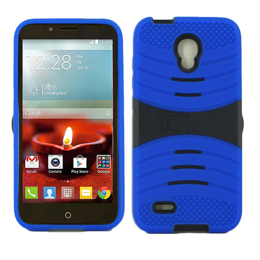 Alcatel One Touch Conquest 7046T Hybrid Silicone Case Cover Stand Blue - YuppyCollections