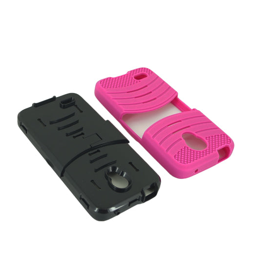 Alcatel One Touch Conquest 7046T Hybrid Silicone Case Cover Stand Pink - YuppyCollections