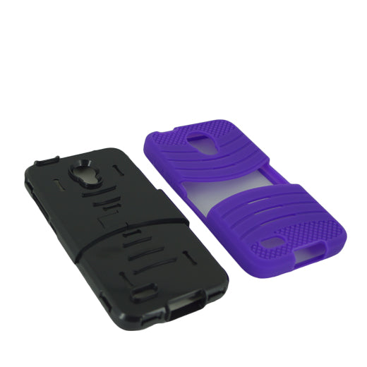 Alcatel One Touch Conquest 7046T Hybrid Silicone Case Cover Stand Purple - YuppyCollections